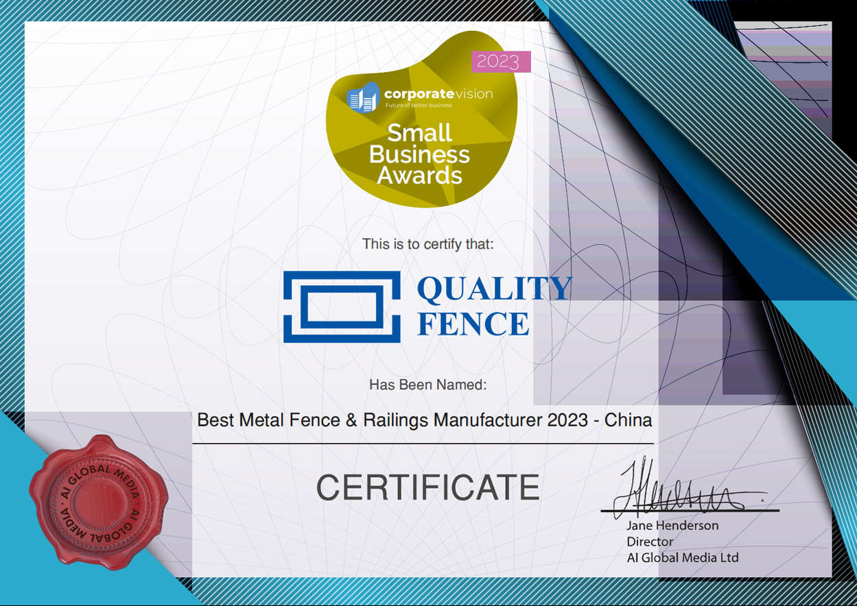 The Best Metal Fence and Railing Manufacturer awarded by AIGlobalMedia